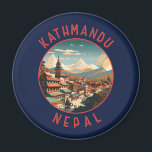 Kathmandu Nepal Retro Distressed Circle Magnet<br><div class="desc">Kathmandu retro vector travel design. Kathmandu,  Nepal's capital,  is set in a valley surrounded by the Himalayan mountains.</div>