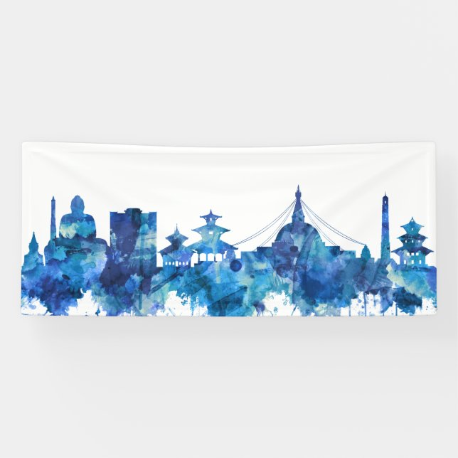 Kathmandu Nepal Skyline Blue Banner (Horizontal)