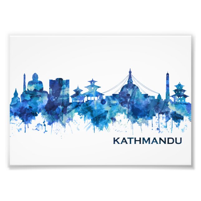 Kathmandu Nepal Skyline Blue Photo Print (Front)