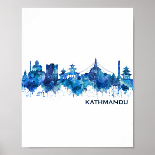 Kathmandu Nepal Skyline Blue Poster