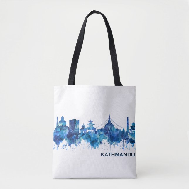 Kathmandu Nepal Skyline Blue Tote Bag (Front)