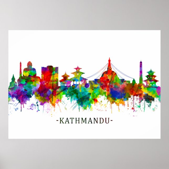 Kathmandu Nepal Skyline Poster (Front)