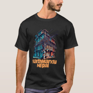 Kathmandu Nepal Tangled Power Lines Bird Nest of W T-Shirt