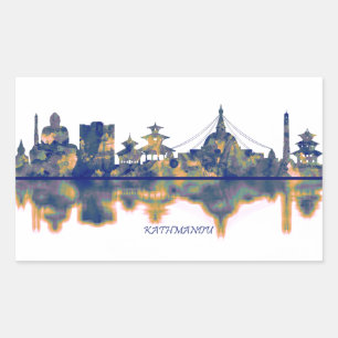 Kathmandu Skyline Rectangular Sticker