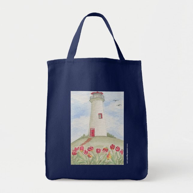 Kathy Faggella Lighthouse Roses Tote Bag (Front)