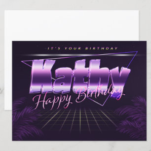 Kathy Name Vorname lila retro Karte Geburtstag Card