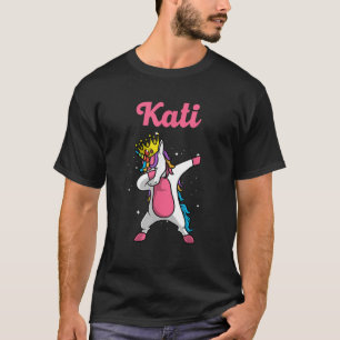 KATI Name Personalised Birthday Dabbing Unicorn Qu T-Shirt