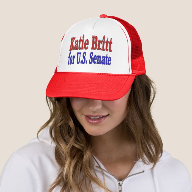 Katie Britt for Senate with red blue text  Trucker Hat (In Situ)