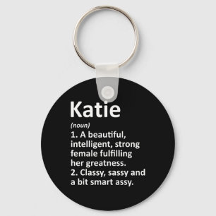 Katie Definition Personalised Name Funny Christmas Key Ring