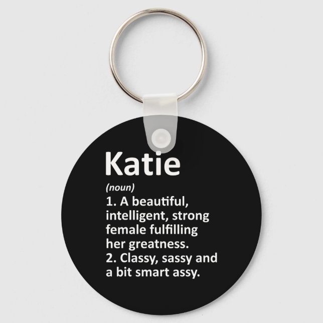Katie Definition Personalised Name Funny Christmas Key Ring (Front)