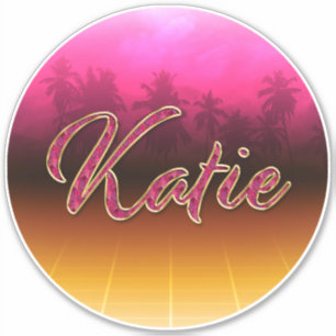 Katie First Name Golden pink Sticker