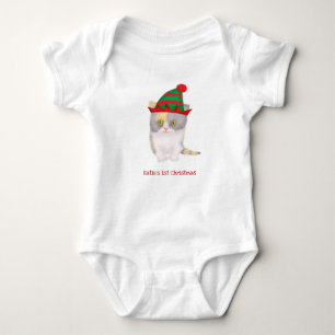 Katie kitten baby's 1st Xmas personalized bodysuit