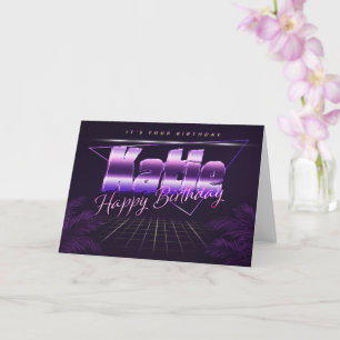 Katie Name Vorname lila retro Karte Geburtstag Card