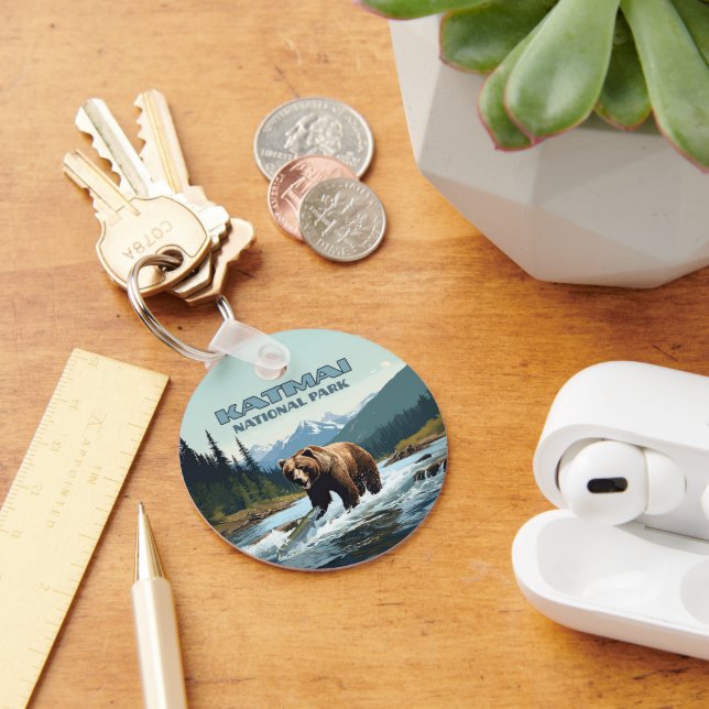 Katmai National Park Alaska Bear Brooks River Key Ring (Desk)