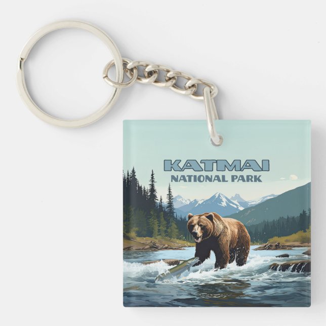 Katmai National Park Alaska Bear Brooks River Key Ring (Front)