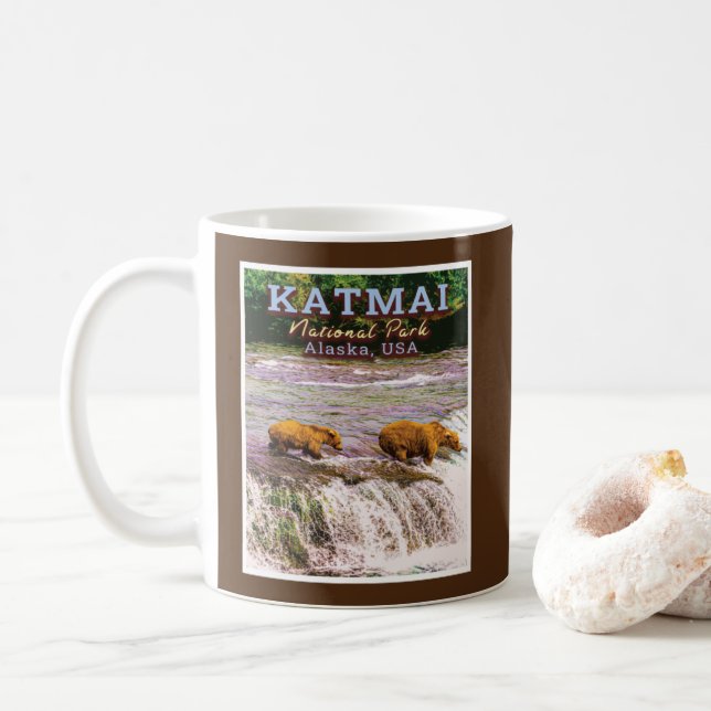KATMAI NATIONAL PARK - ALASKA UNITED STATES COFFEE MUG (With Donut)