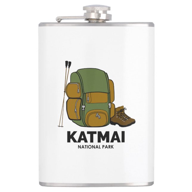 Katmai National Park Backpack Hip Flask (Front)