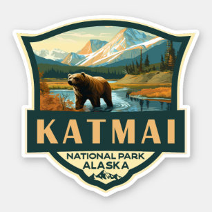 Katmai National Park Illustration Retro Badge