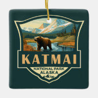 Katmai National Park Illustration Retro Badge
