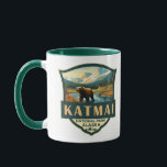 Katmai National Park Illustration Retro Badge Mug<br><div class="desc">Katmai vector artwork design. The Valley of Ten Thousand Smokes is an area of lava flows and ash formed by a massive volcanic eruption</div>
