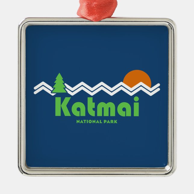 Katmai National Park Retro Metal Ornament (Front)
