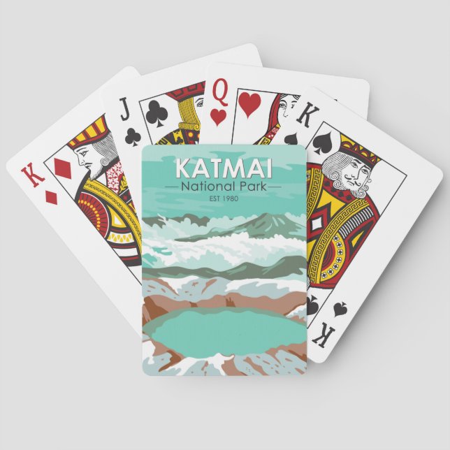 Katmai National Park Summit Crater Lake Alaska Playing Cards (Back)