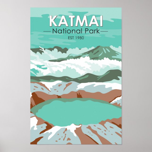 Katmai National Park Summit Crater Lake Alaska   Poster (Front)