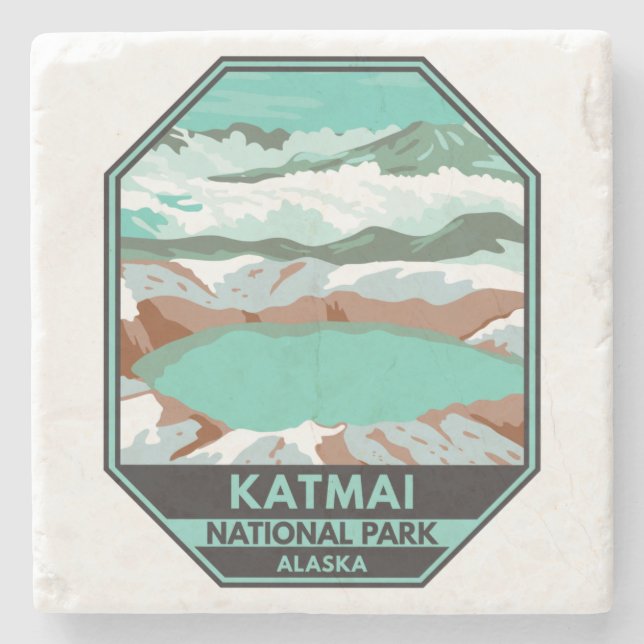 Katmai National Park Summit Crater Lake Alaska  Stone Coaster (Front)