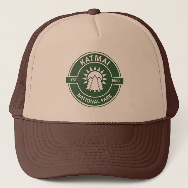 Katmai National Park Sun Trees Trucker Hat (Front)