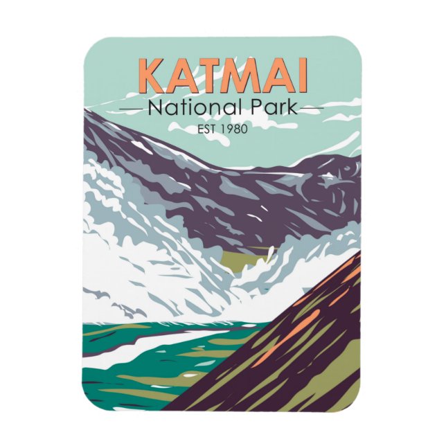 Katmai National Park Ten Thousand Smokes Vintage Magnet (Vertical)