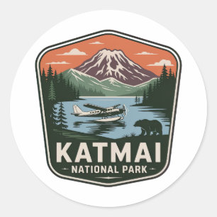 Katmai National Park Vintage Badge Classic Round Sticker