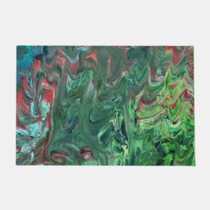 Katmandu 1 Wild Abstract Busy Green Door Mat