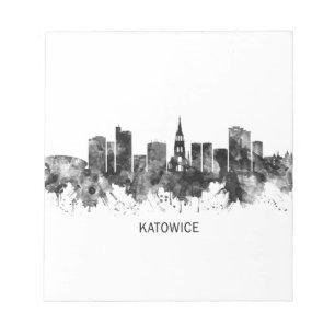 Katowice Poland Skyline BW Notepad