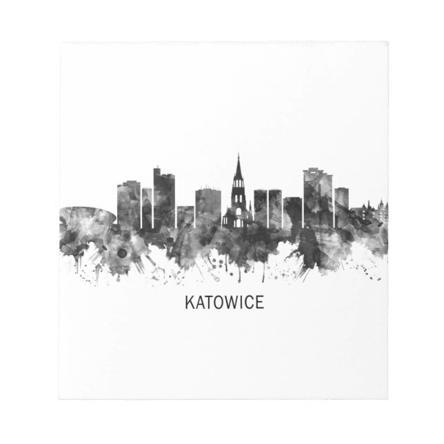 Katowice Poland Skyline BW Notepad (Front)