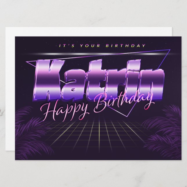 Katrin Name First Name purla retro Card Birthday (Front/Back)