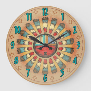 Katsina Feathered Sun Face Large Clock