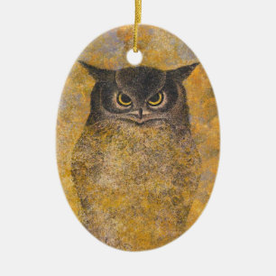 Katsuda Yukio Owl japanese oriental fine art Ceramic Ornament