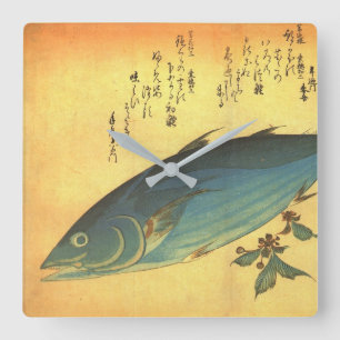 Katsuo (Skipjack Tuna) - Hiroshige's Colourful Fis Square Wall Clock