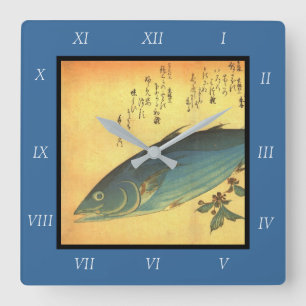 Katsuo (Skipjack Tuna) - Hiroshige's Colourful Fis Square Wall Clock