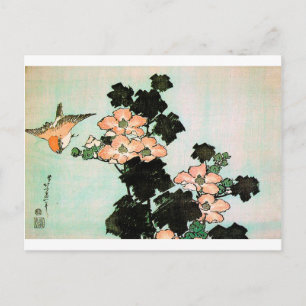 Katsushika Hokusai (葛飾北斎) - Hibiscus and Sparrow Postcard