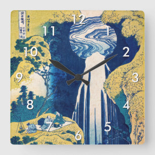 Katsushika Hokusai - Amida Falls Square Wall Clock