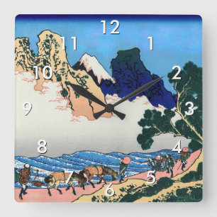 Katsushika Hokusai - Back of Fuji, Minobu river Square Wall Clock