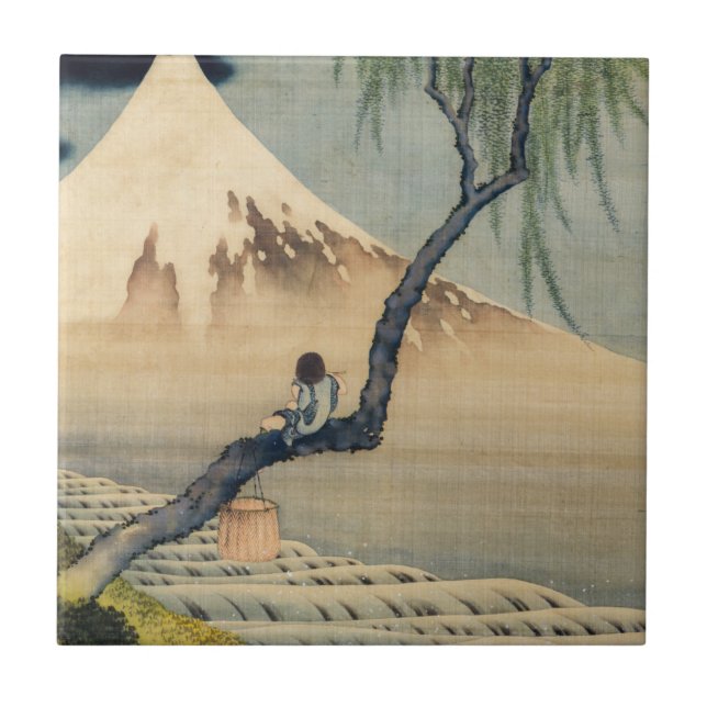 Katsushika Hokusai - Boy Viewing Mount Fuji Ceramic Tile (Front)