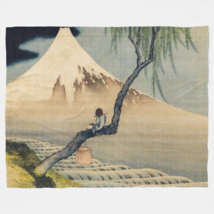 Katsushika Hokusai - Boy Viewing Mount Fuji Fleece Blanket