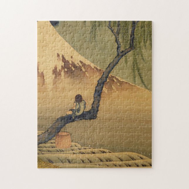 Katsushika Hokusai Boy Viewing Mount Fuji Jigsaw Puzzle (Vertical)
