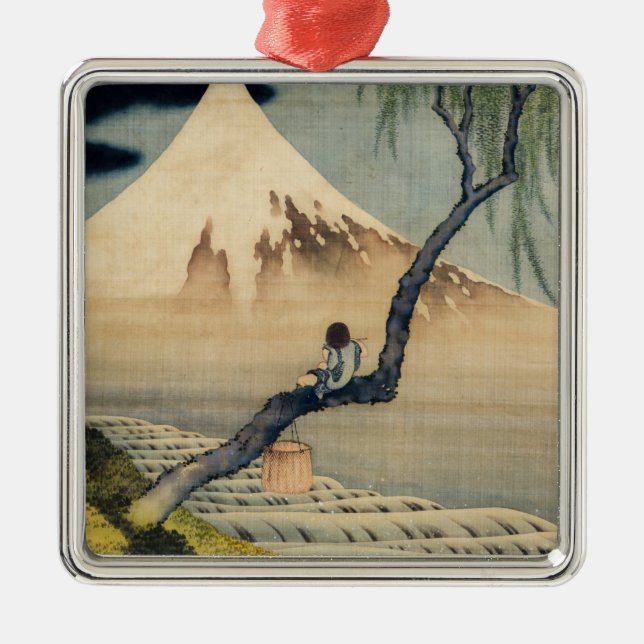 Katsushika Hokusai - Boy Viewing Mount Fuji Metal Ornament (Front)