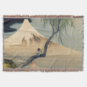 Katsushika Hokusai - Boy Viewing Mount Fuji Throw Blanket