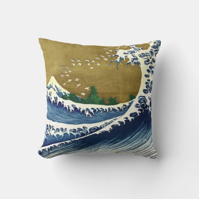Katsushika Hokusai - Coloured Big Wave Cushion (Front)