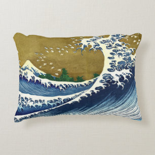 Katsushika Hokusai - Coloured Big Wave Decorative Cushion