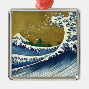 Katsushika Hokusai - Coloured Big Wave Metal Ornament